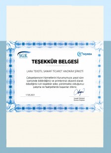 SGK Teşekkür Belgesi